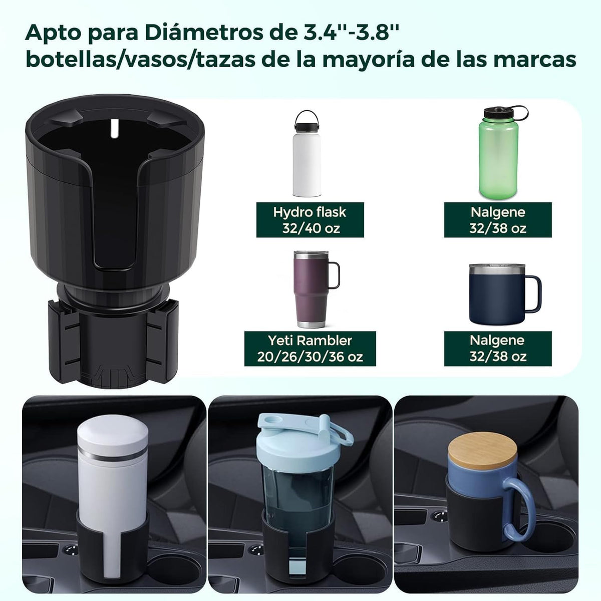 Car Cup Holder Expander for 2016-2025 Honda Pilot, Adjustable Car Cup Insert Accessories, Large Water Bottles Holder with Expandable Arm