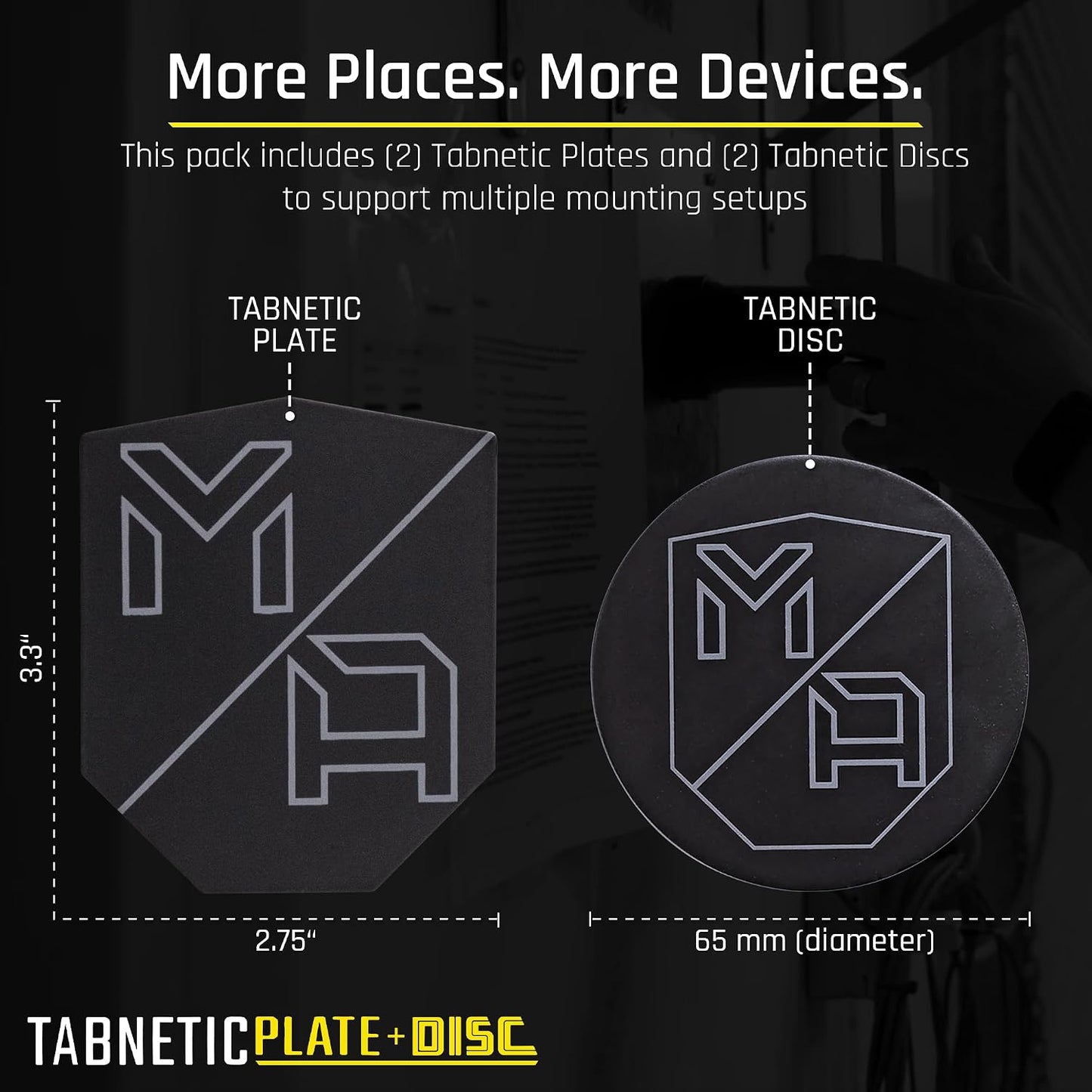 Mob Armor TabNetic Combo Pack - Magnetic Tablet Mounting Solution with Heavy Duty Metal Plate, Adjustable Mounting Disc and Strong 3M VHB Non-Marking Adhesive Magnet Stickers for Car Tablet Mount