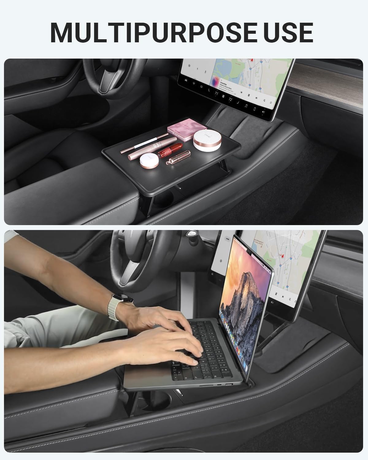 BASENOR Foldable Table Tray for 2021-2024 Tesla Model Y/ 2021-2023 Model 3