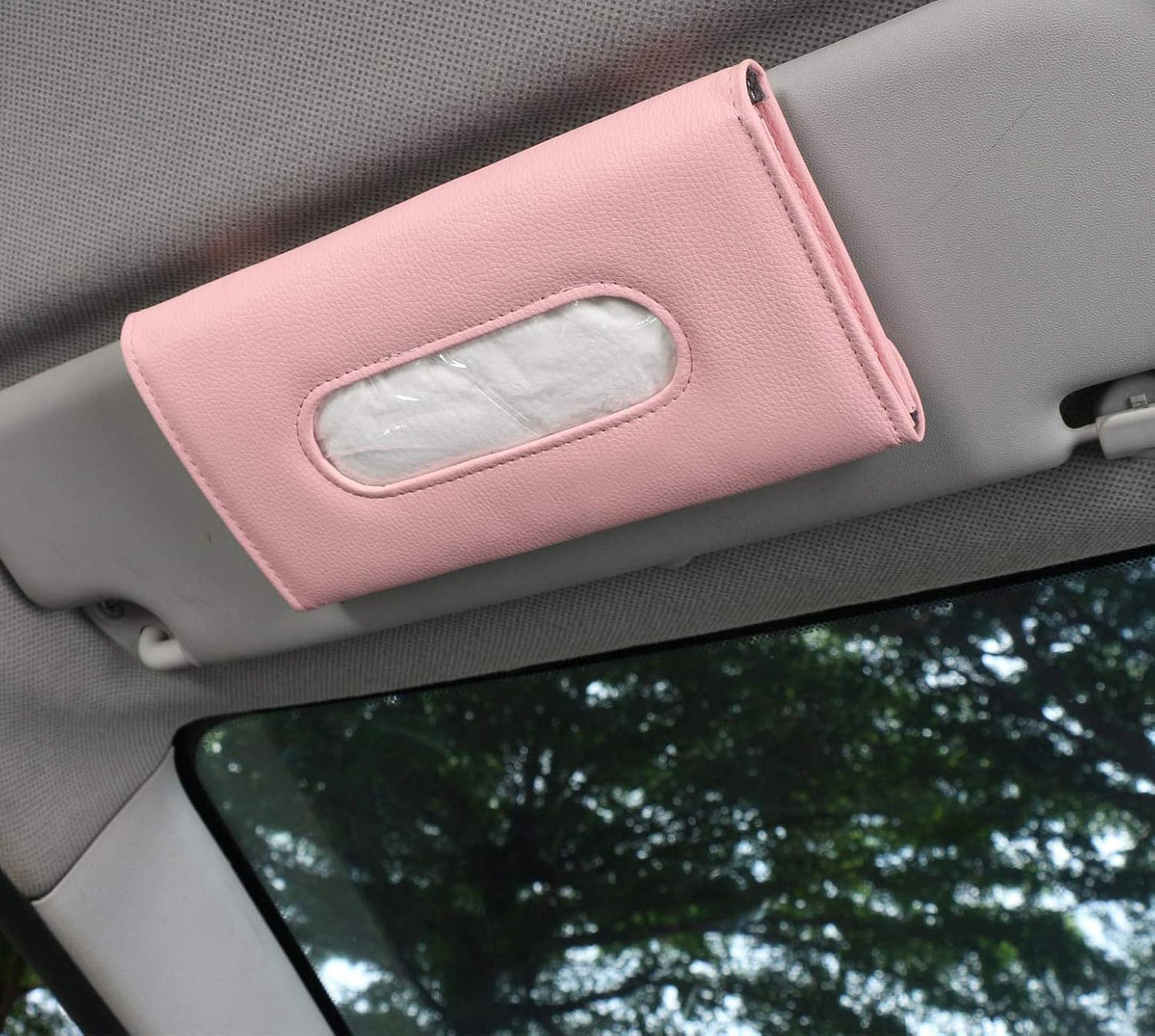 Tissue Dispenser for Cars, Car Visor Tissue Holder, Car Napkin Holder, Tissues Holder for Cars Visor with One Tissue Refill, Autos Pink