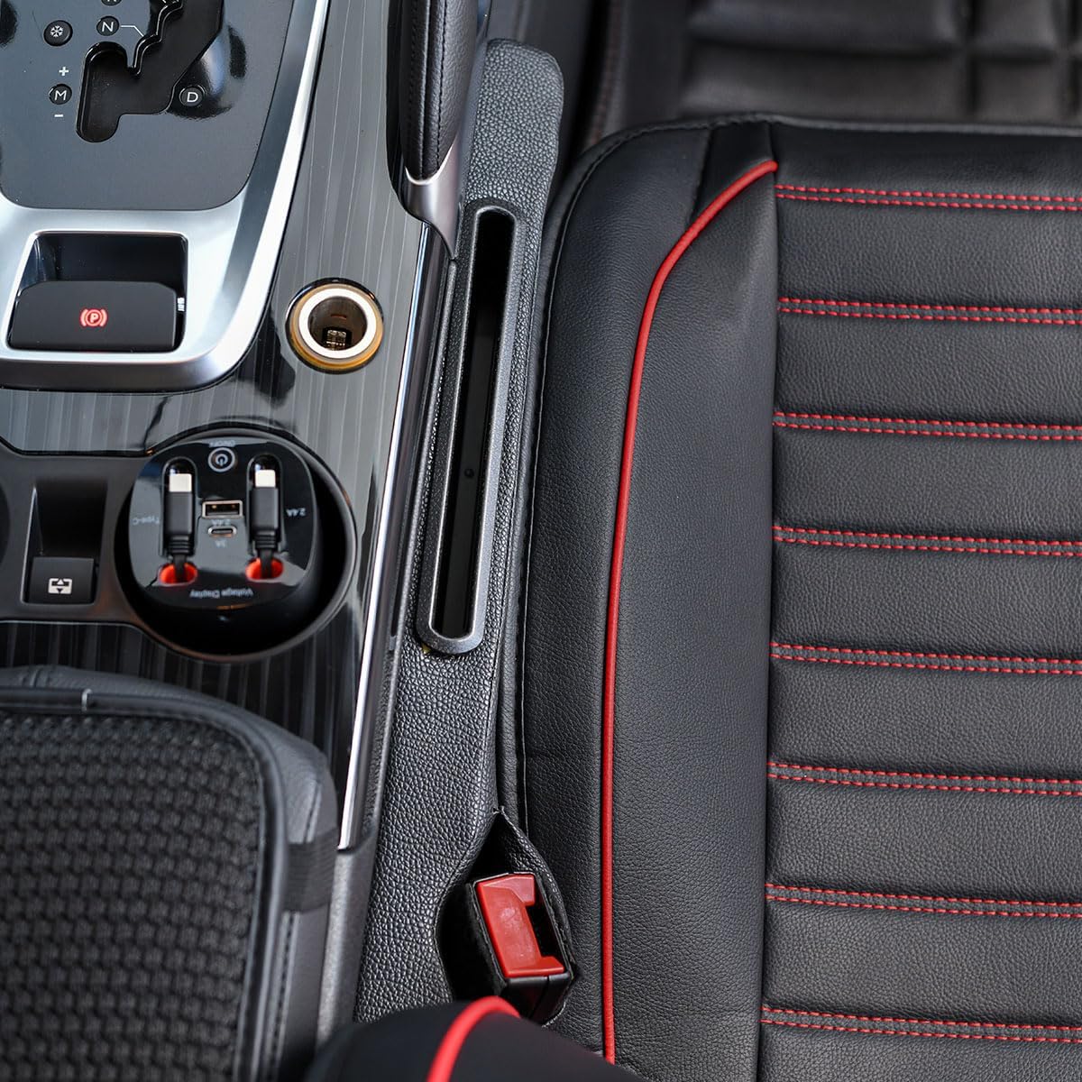 2 Pack Car Seat Gap Filler with Storage Box,Car Console Gap Filler,Fill the Gap Between Seat and Console,Prevent Things from Dropping,Convenient to Storage Keys and Phone(Black2)