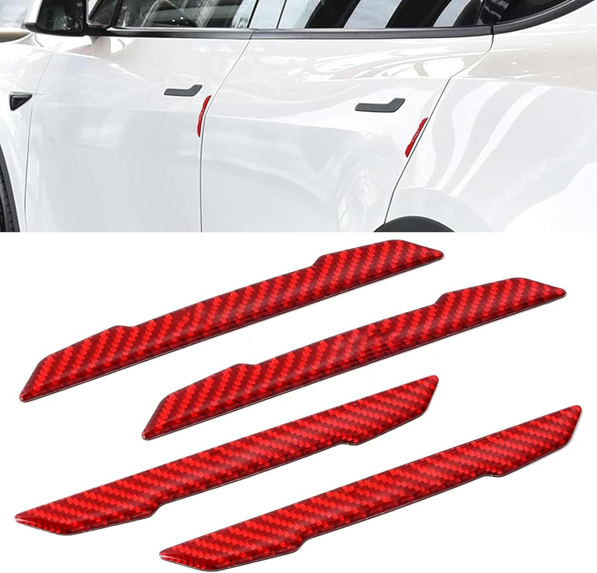 Door Protector Edge Guards Compatible with Tesla Model 3 Y X S Cybertruck Carbon Fiber Exterior Accessories Anti-Collision Bumper Guard Strip Rearview Mirror Wrap Trim Trunk Cover Strips (Black)
