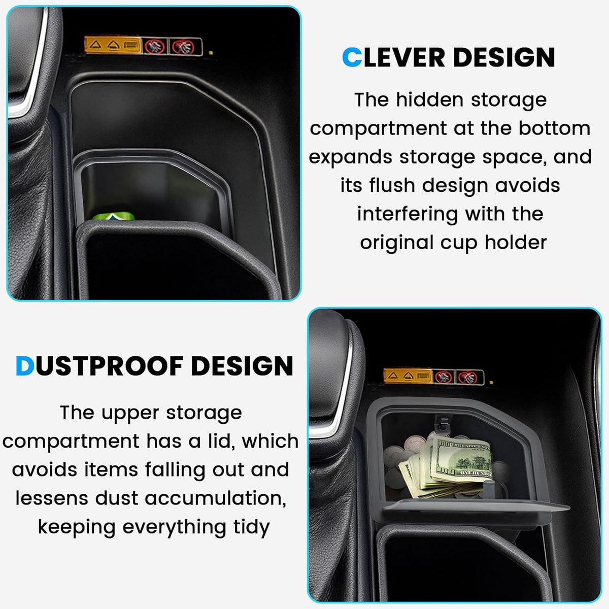 2PCS Cup Holder Organizer for 2023-2026 Toyota Grand Highlander