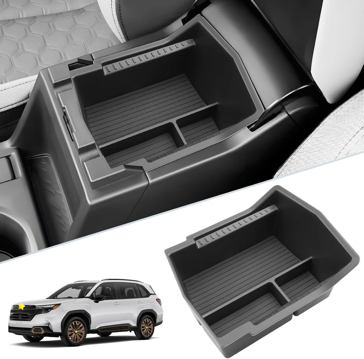 SKTU for 2025 2026 Subaru Forester Accessories Center Console Organizer for 2025 2026 Subaru Forester (Base/Premium/Sport/Limited/Touring) Console Tray 2025 2026 Forester ABS Middle Console Organizer