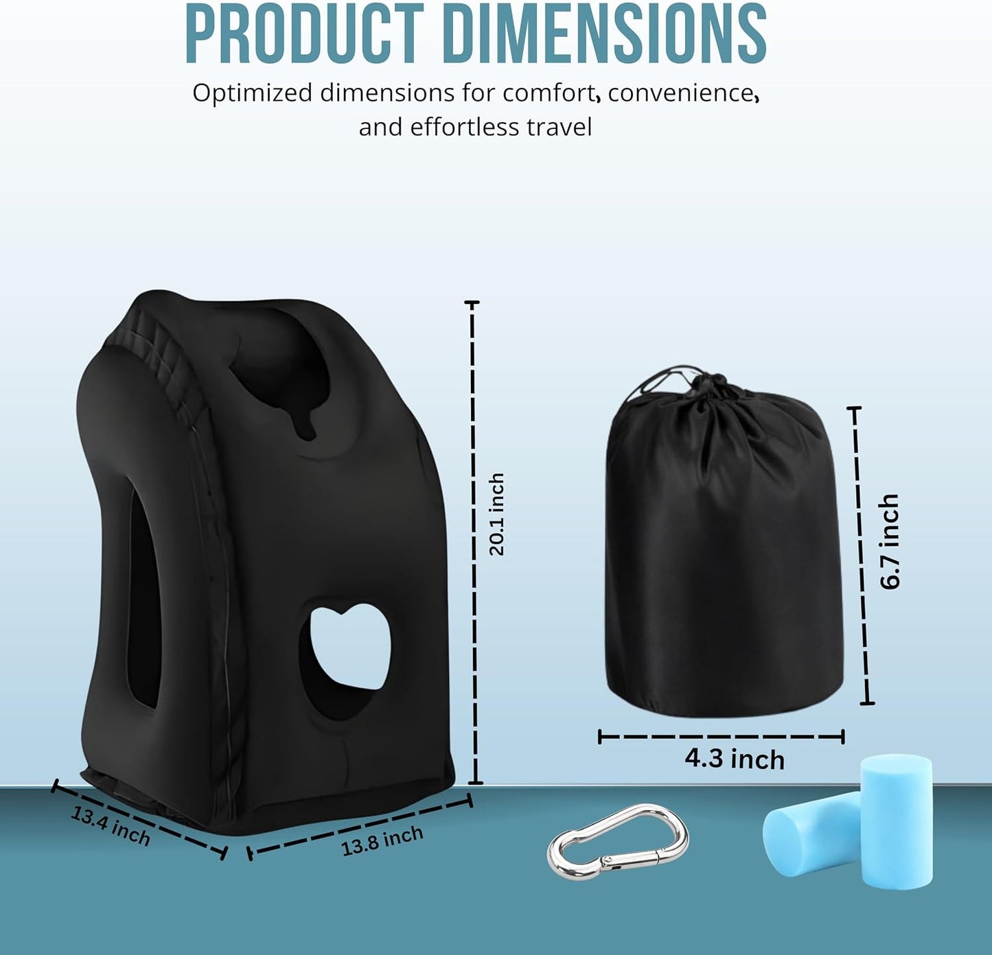 Inflatable Travel Pillows for Airplane-Multi Purpose Blow up Travel Pillow to Prevent Neck,Head,Chin & Shoulder Pain for Travelling Car/Airplane/Office Nap,Home with Eye Mask and Earplugs-Black