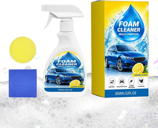 Foam Cleaner for Car 355ML Fruit Fragrance Seat Detailing Spray | with Sponge and Towel No Rinsing Car Seat Cleaner for Truck SUV RV Trailer Kitchen Upholstery Carpet Fabric