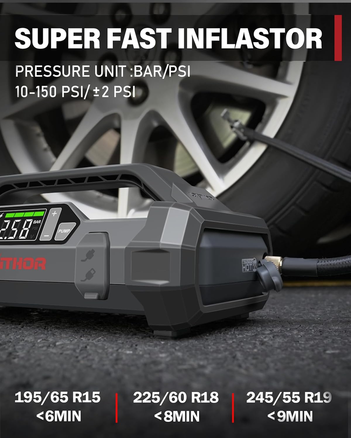 LOKITHOR JA300 Jump Starter with Air Compressor(7.0L Gas & 4.5L Diesel)