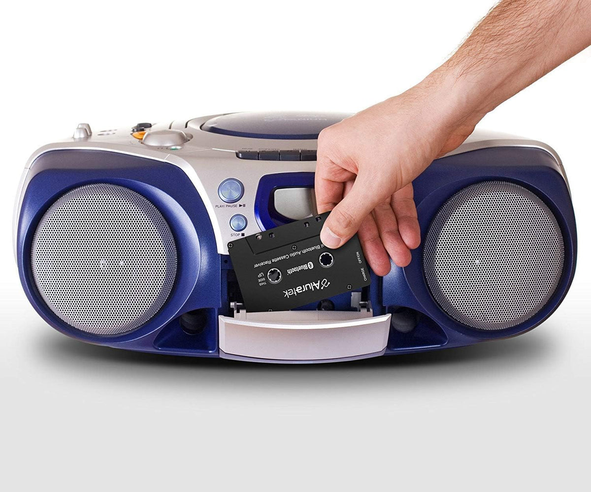 Aluratek Universal Bluetooth Audio Cassette Receiver, Built-in Rechargeable Battery, Up to 8 Hours Playtime, Audio Receiving up to 33 Feet, ABCT01F