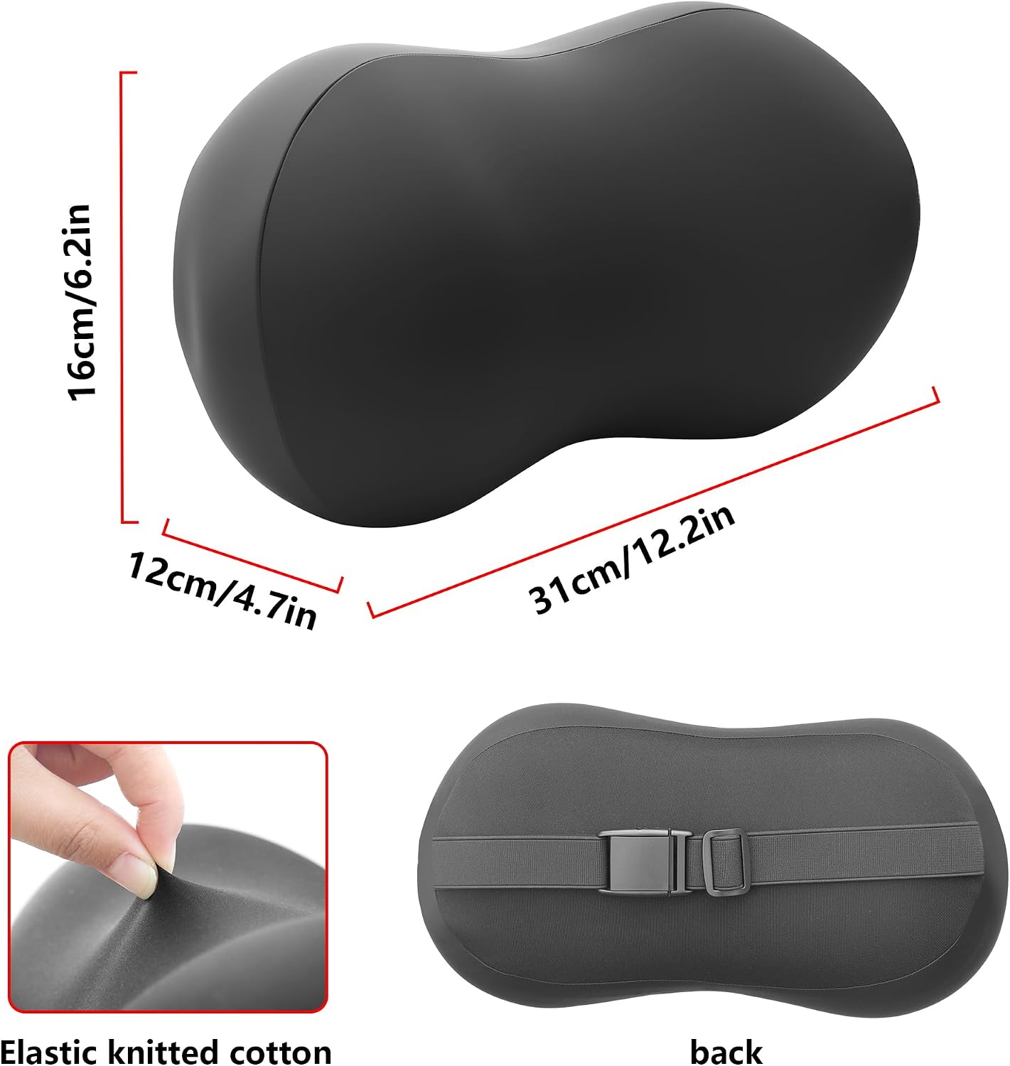 Car Headrest Pillow for Neck Support Memory Foam Car Neck Pillow Universal Fit Head Rest Travel Pillow Car Pillow for Pain Relief While Driving Black 2pc