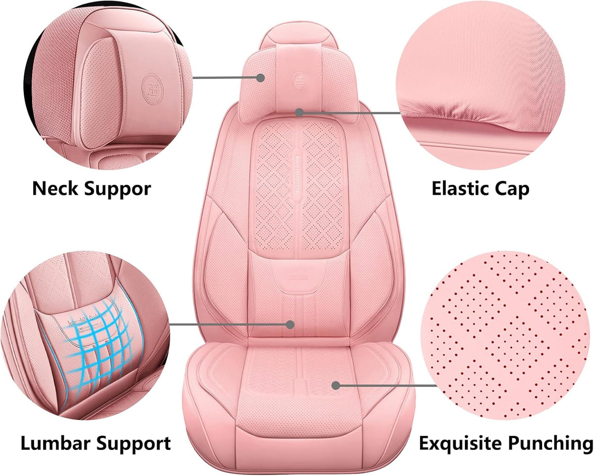 NS YOLO Universal Fit Premium Pink Leather 5-Seats Car Seat Covers