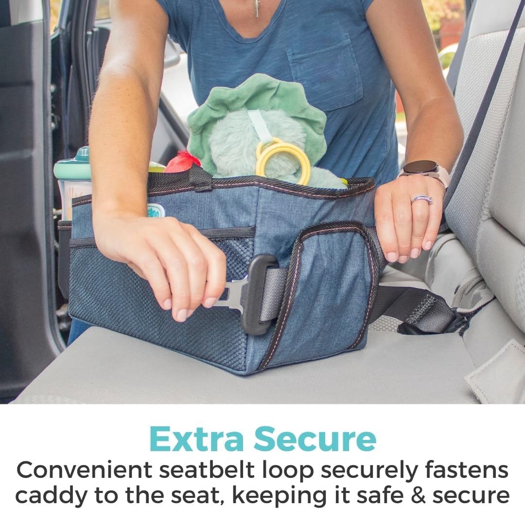 Toddleroo by North States - Car Organizer Caddy: Portable Diaper Caddy for Car - Baby Car Organizer & Storage - Navy