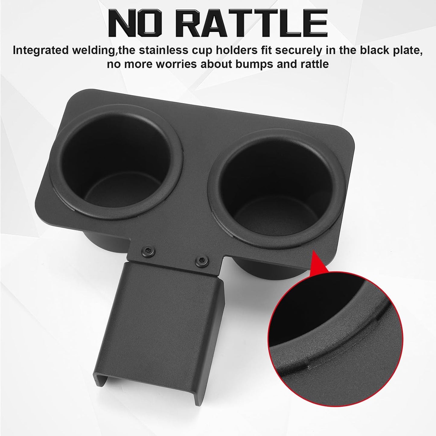 BBTO Upgrade Truck Water Cup Drink Holder Compatible with 73-87/91 C/K 10/20/30, with Leather Gasket, Adjustable Height, with Two Stainless Steel Cups