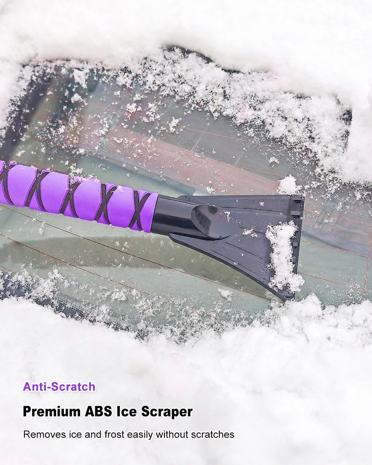 HEEYA Ice Scraper and Brush for Car, Extendable Snow Brush and Ice Scraper for Car Windshield Window, Car Snow Scraper and Brush with Foam Grip for SUV Truck Automobile Vehicle - Purple