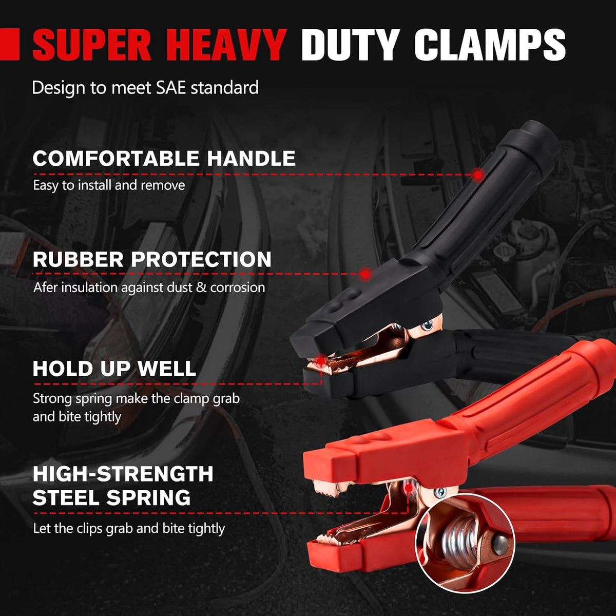 FIERYRED 1 Gauge 30 FT Quick Connect Jumper Cables, 1000A Heavy Duty Booster Cables with Travel Bag, Heavy Duty Battery Jumper Cable for Truck, Diesel Trucks, SUV and Car