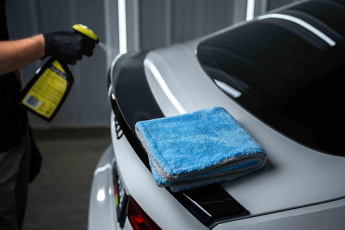 Autofiber Royal Plush Double Pile Microfiber Detailing Towel - Pack of 3, Green/Gray (16 inch x 16 in, 700 GSM)