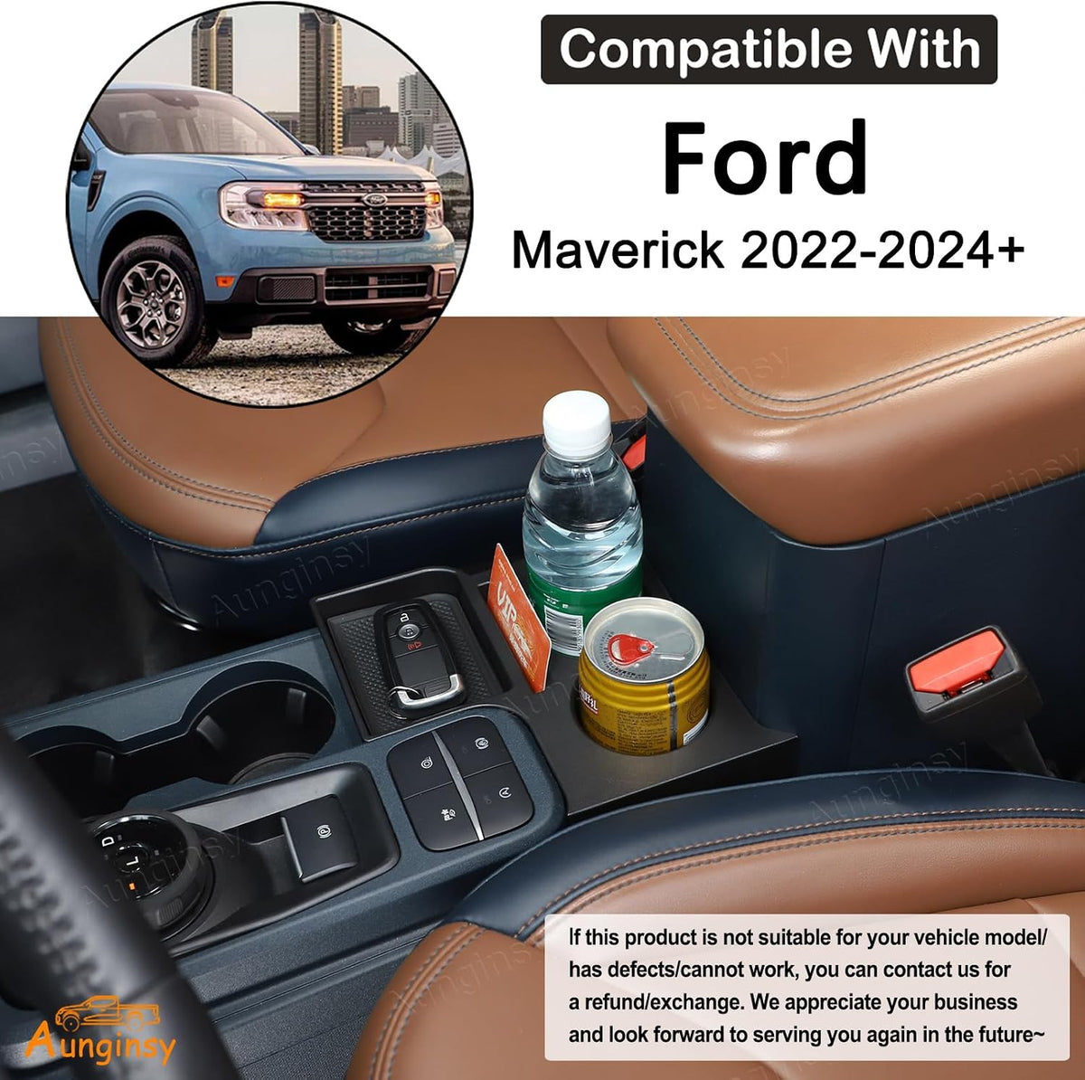 Center Console Cup Holder Organizer Compatible with Ford Maverick 2022-2026