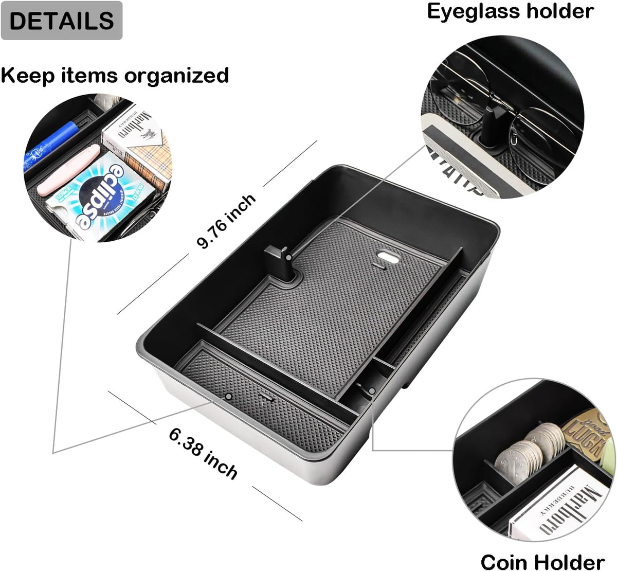 HGWEI Center Console Organizer Tray for 2024 2025 2026 Hyundai Santa Fe