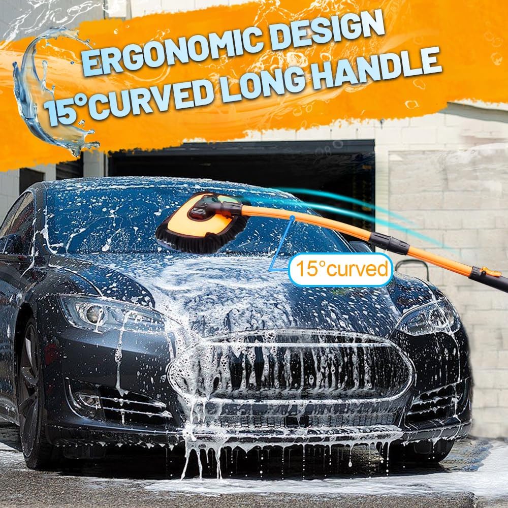 Auto Wash Brush, 15° Curved, 2 Pcs, Orange