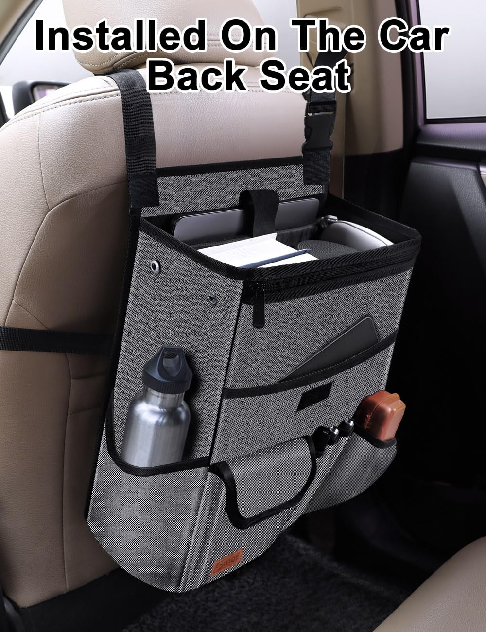 Smof Car Organizer for Front Seat, Passenger Seat, Backseat - Hanging Car Seat Storage Organizer,Multiple Pockets Car Seat Organizer with Separately Pokect for Laptop, Cup Holde & Travel Accessories
