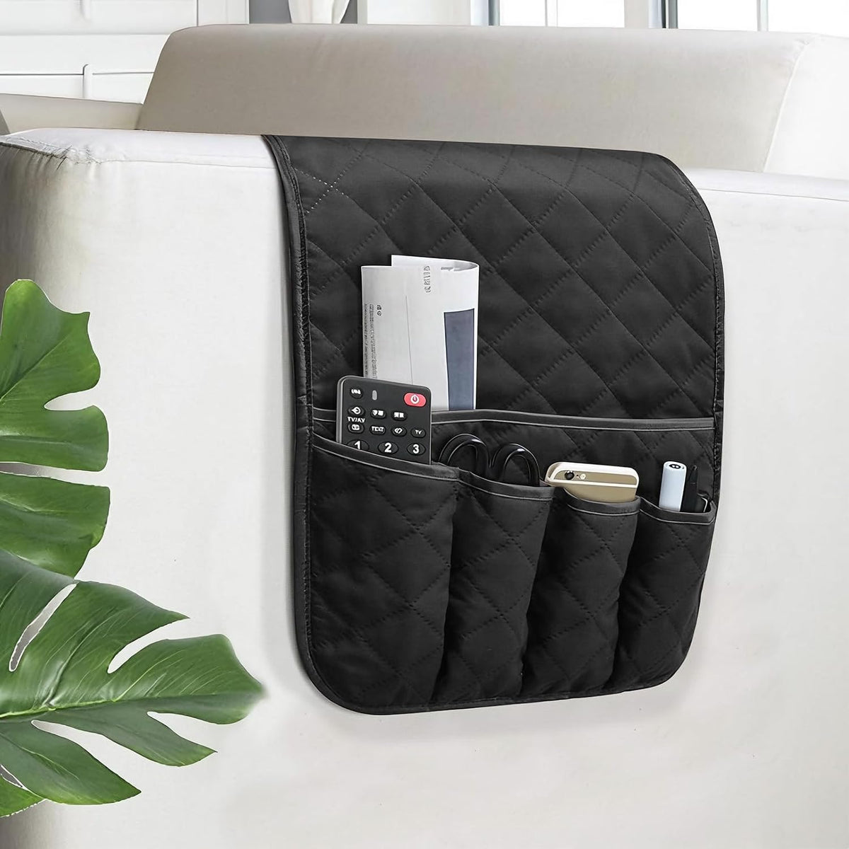 Armchair Caddy for Recliner, Non Slip Sofa Arm Organizer, Black