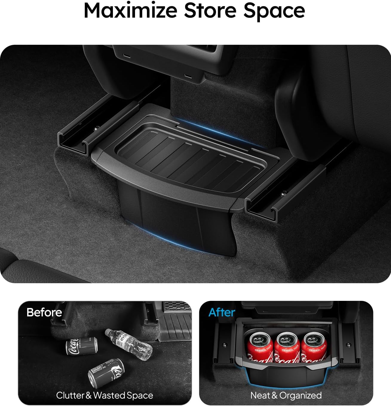 Wigoo 2026 Upgrade Tesla Model Y Juniper Accessories Rear Center Console Organizer [Partitioned Storage & Stable Installation] Backseat Storage Box for Tesla Model Y Juniper 2025~2026