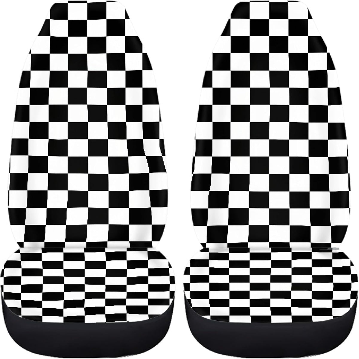 Checkered Car Seat Covers Full Set,Geometric Plaid Pattern Black White Car Racing Sports Chessboard Vehicle Front Rear Bench Cushion Protectors Auto Interior Accessories Universal for Trucks