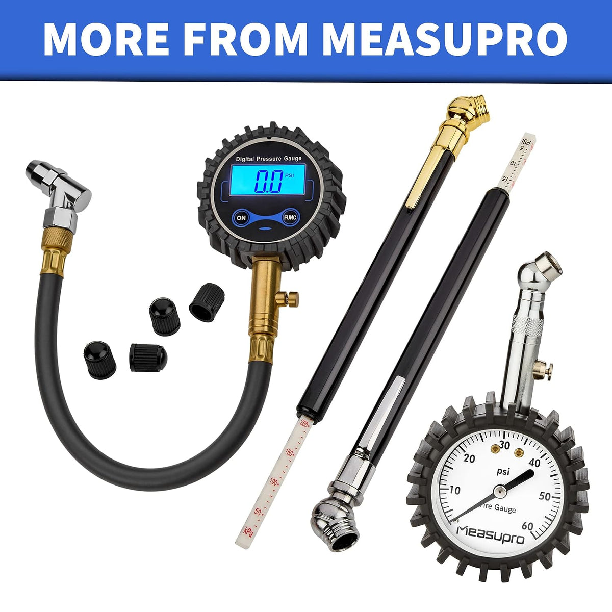 Pencil Tire Pressure Gauge 0-50 PSI, Bulk Hard Polymer, 12 Pack