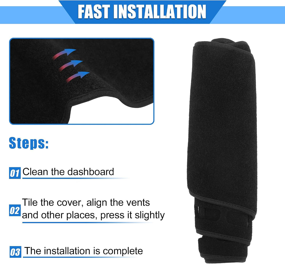 Car Dashboard Cover Compatible for Honda Accord 2008-2013, Protective Polyester Black Center Console Interior Trim Dash Cover Mat Pad