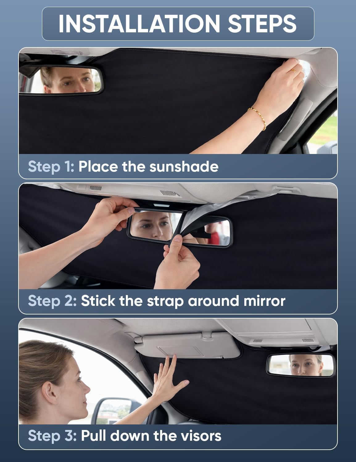 Autovir Windshield Sun Shade Fit for 2019-2024 2025 2026 Toyota RAV4 Sunshade, Front Car Window Shades Sun Visor, Blocks UV Rays & Heat, Car Accessories