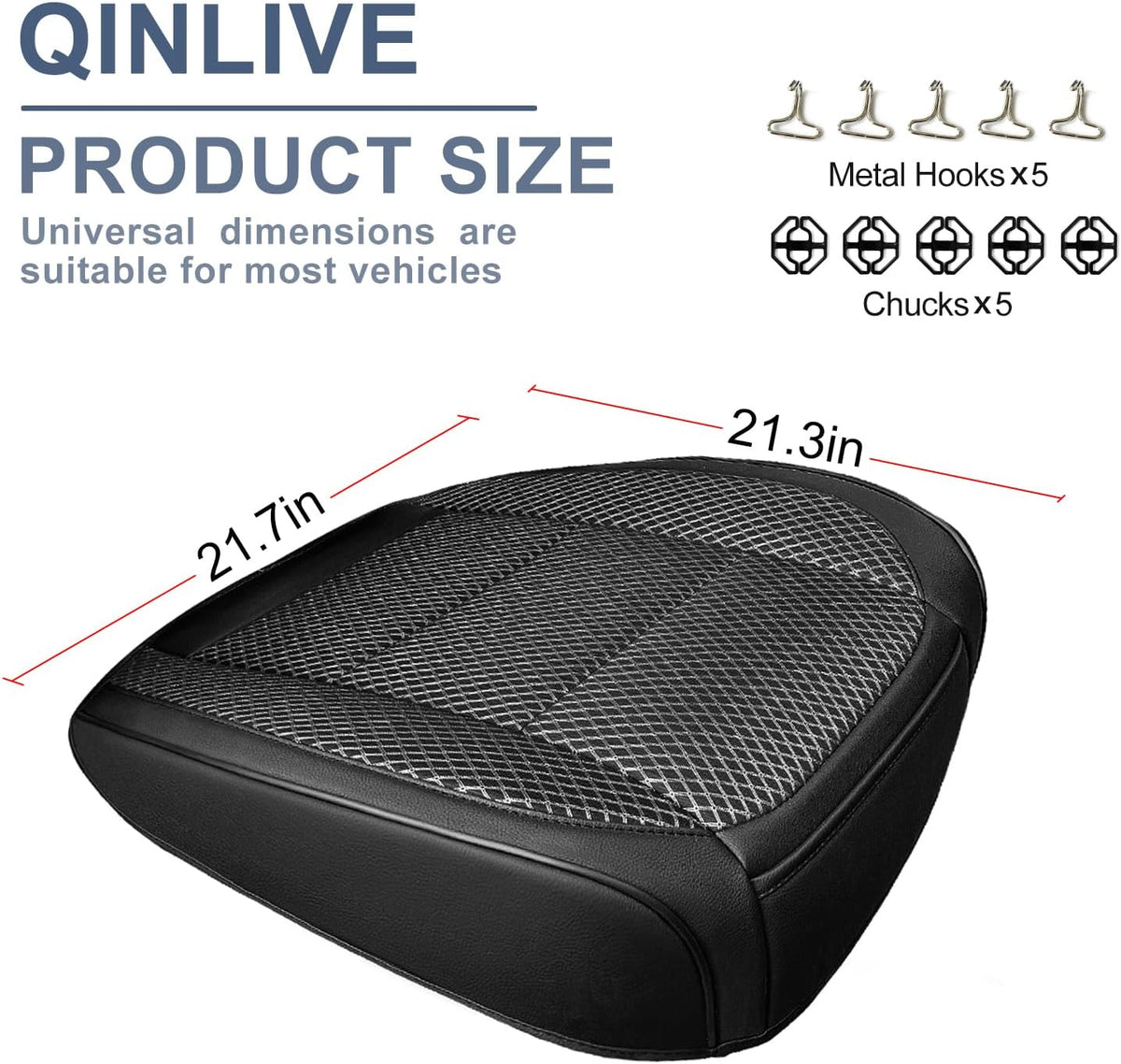 2 Pack Black Ventilated Bottom Car Seat Cover, 3D Air Mesh Breathable Front Leather Car Seat Protectors, Universal Fit Automotive Comfortable Seat Cushion with Storage Pocket for Car Truck SUV