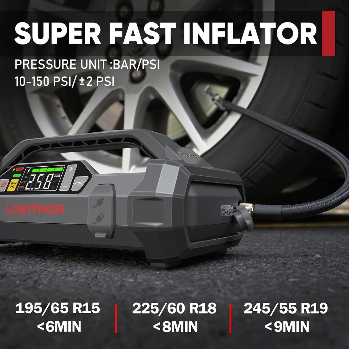 LOKITHOR JA300 1500Amp Jump Starter with 150PSI Air Compressor and JA Bag EVA Protection Case for JA300/JA301/JA302/JA400/JA401/JA3000 Jump Starter with air Compressor