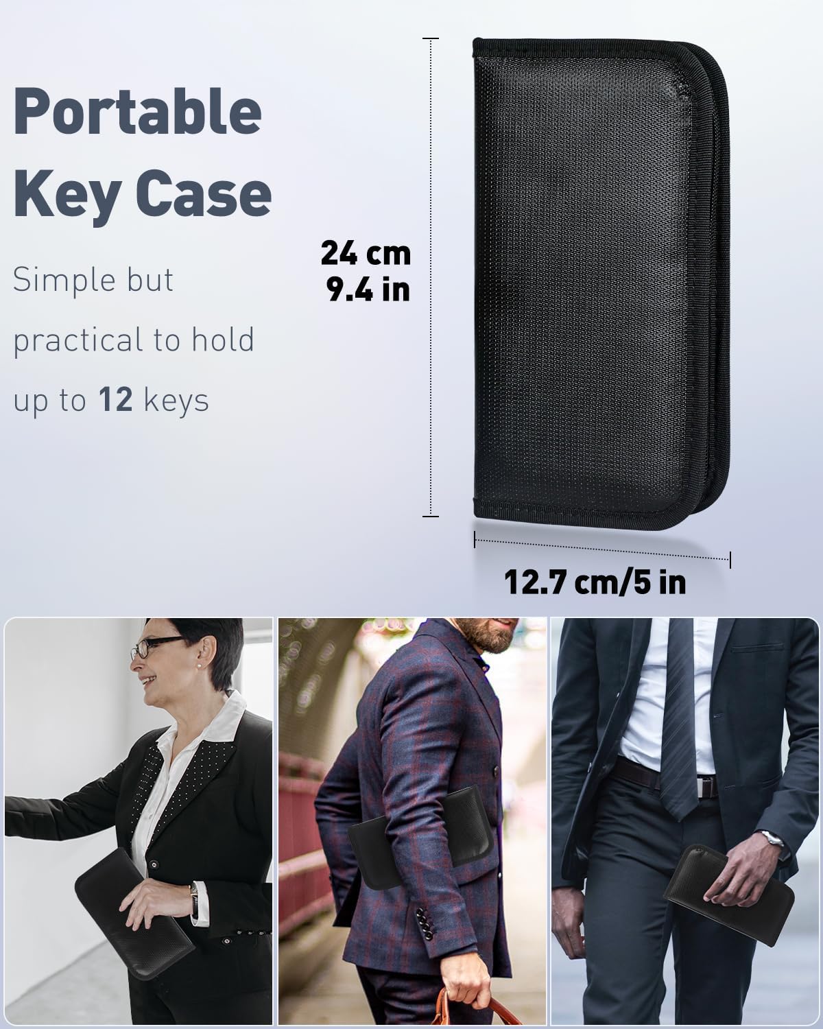 Uniclife 12-Hook Portable Key Organizer,Zippered Key Case for Offices