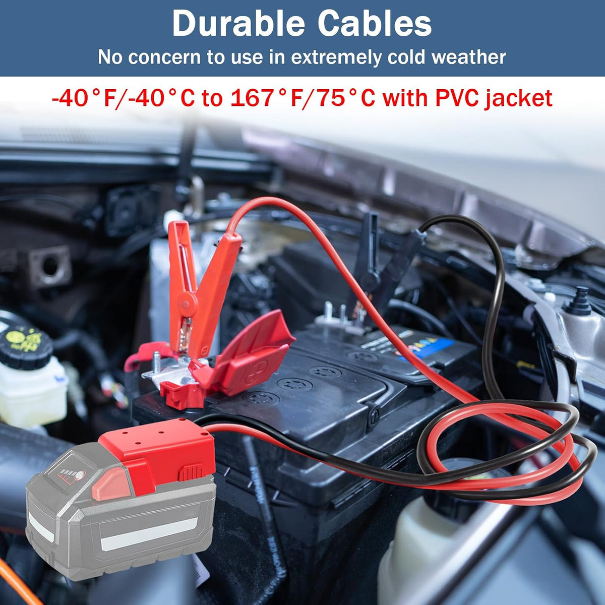 Jumper Cable Clamps for Milwaukee Jump Starter (3.28 ft Cable)
