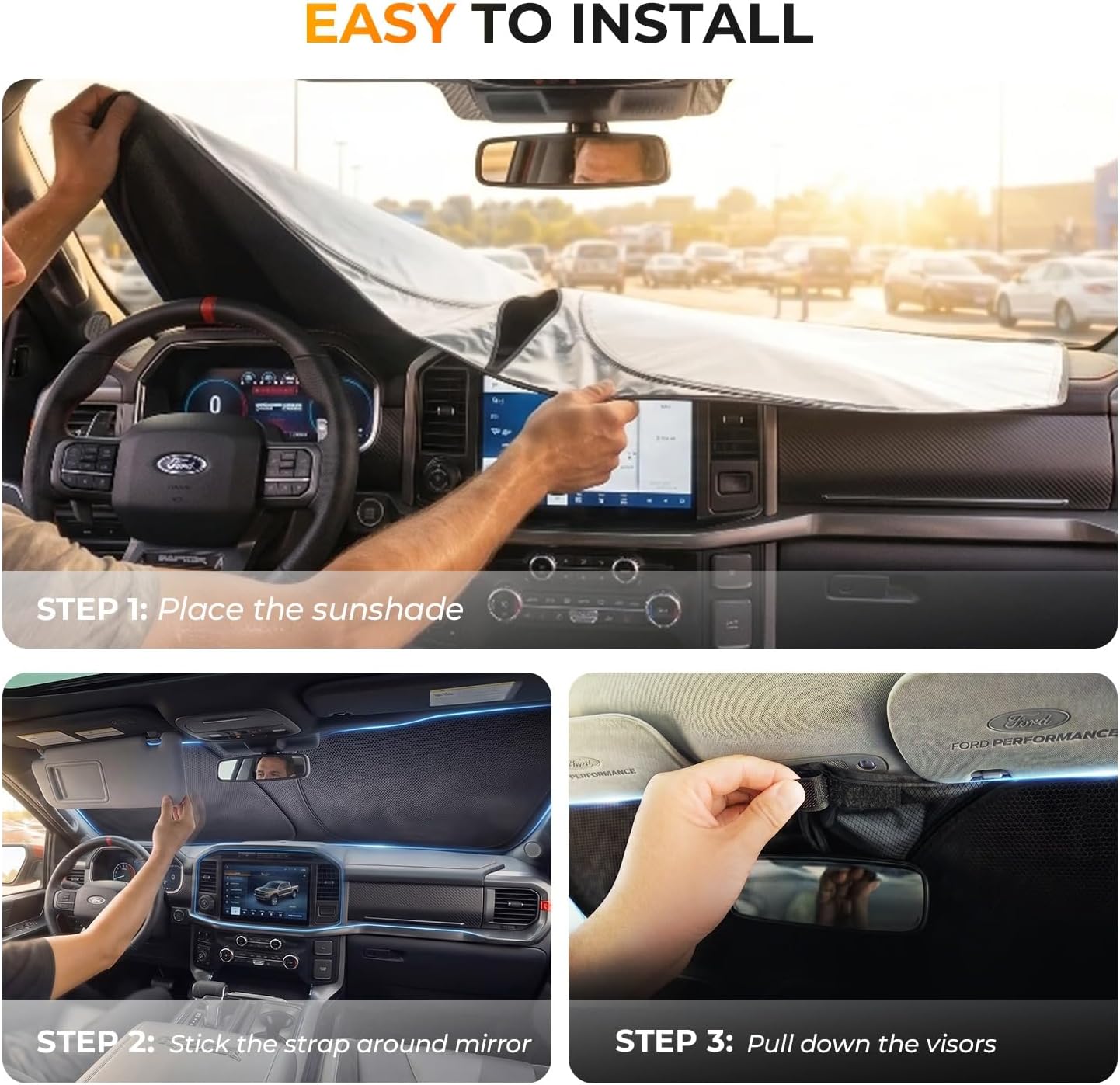 [2026 Upgraded] DooGooCoo Windshield Sun Shade for RAM 1500 2500 3500 2019-2025 2026 [Cooling Ice-Crystal, 100% Sun Block] Car Sun Shade Windshield for Truck RAM 1500 Sun Shade, Custom for RAM Front.