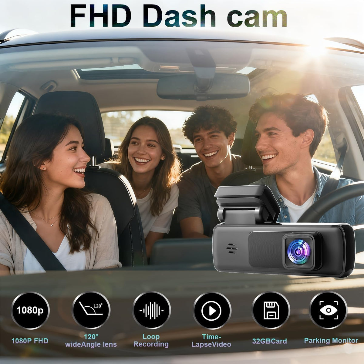 Dash Cam for Cars, 1080P FHD Front Dash Camera