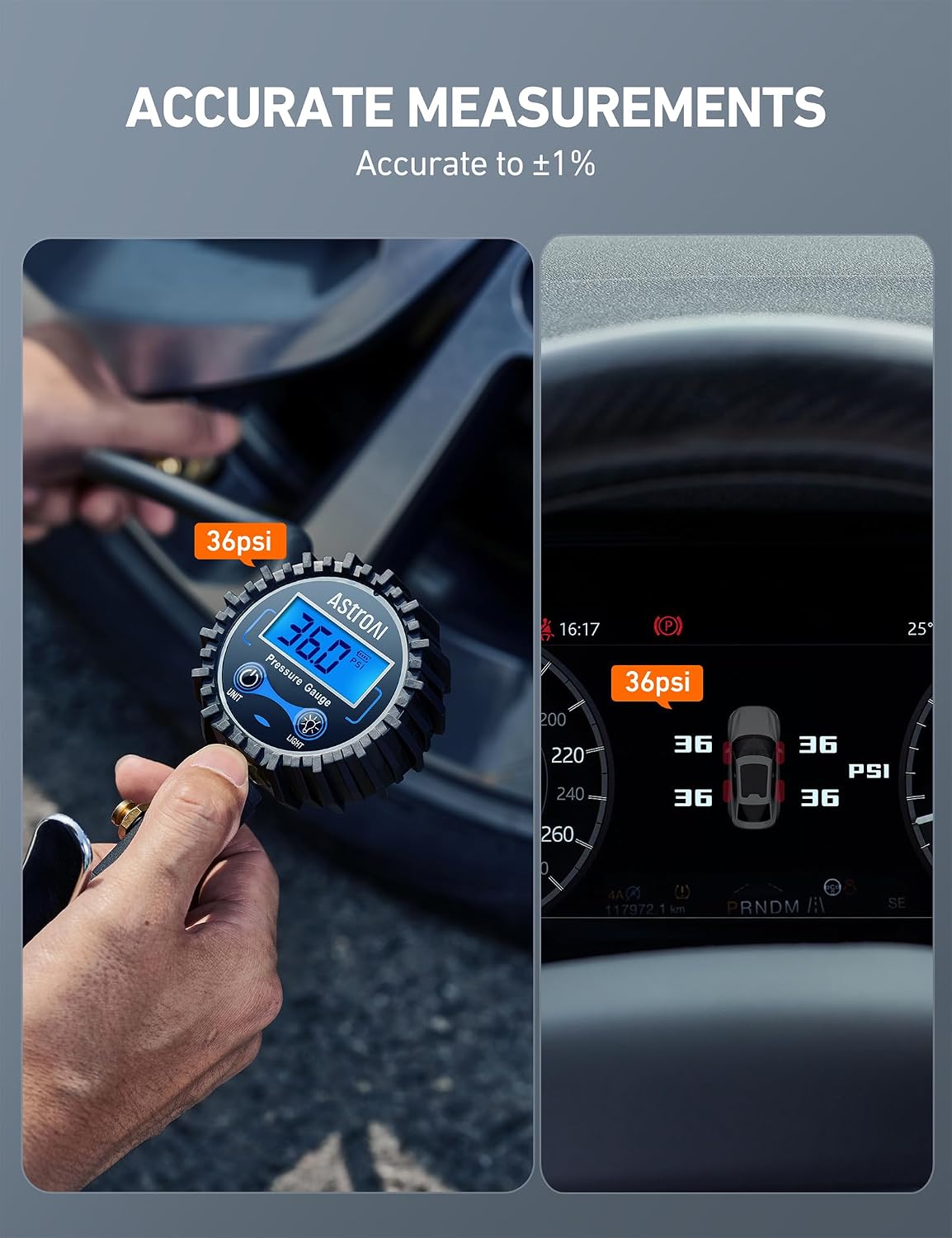 AstroAI Digital Tire Pressure Gauge with Inflator, 3-250 PSI ±1% Precision
