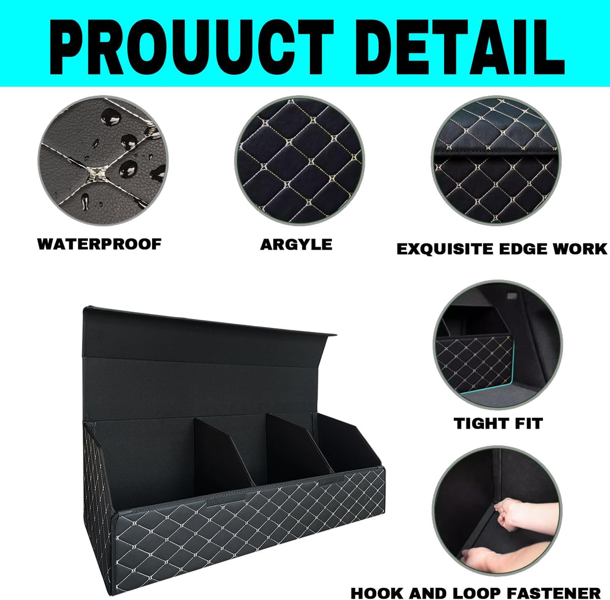 Car Trunk Organizer for Honda Accord Hybrid -Custom Fit,Leather Large Capacity Outdoor Trunk Organizer,4-Layer Cover,Diamond Quilted Pattern All-Season Use for Honda Accord Hybrid 2023-2025