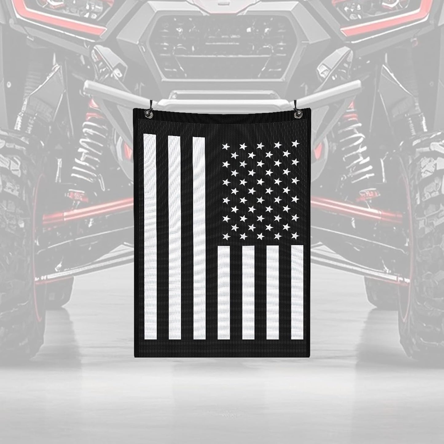 [Heavy-Duty] UTV Rear Trash Mesh Organizer & Trash Bag | Hose-Down Washable Design for Muddy Tow Straps, Wet Gear & Cans | Universal Fit for Polaris RZR, Can-Am X3, Yamaha (American Flag Edition)