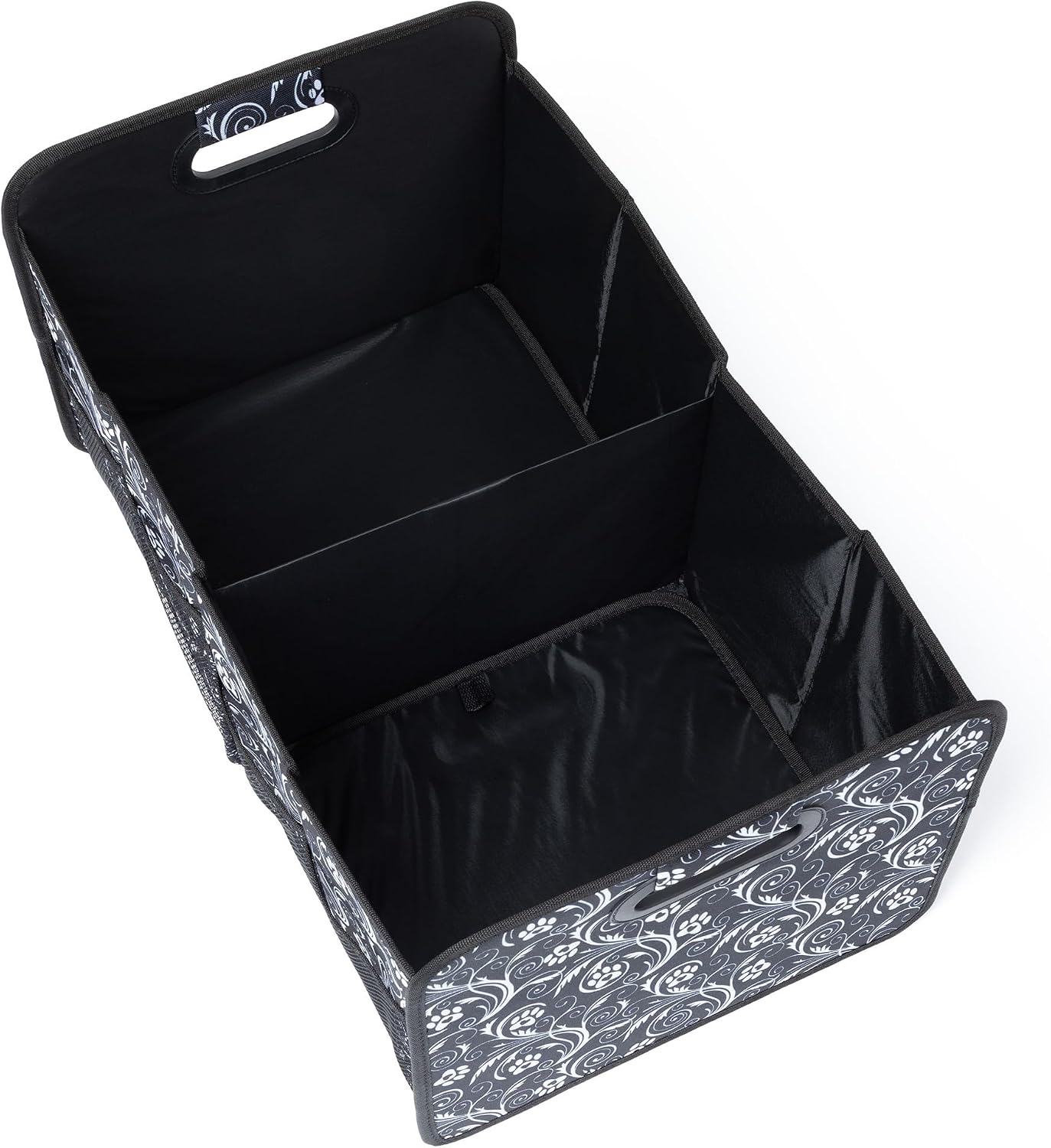 GreaterGood Paws Car Trunk Organizer Foldable Storage Bin with Handles Non Slip Base Pet Gear Travel Tote for SUV Truck (Flourish Paws)