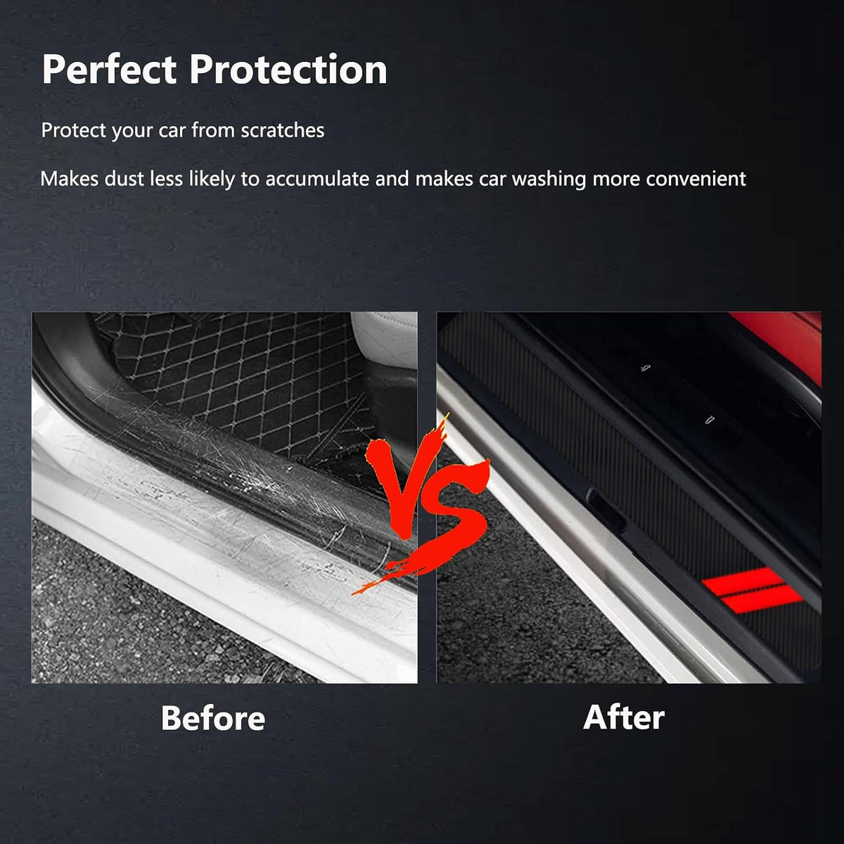 4 PCS Door Sill Decal Protectors Anti-Scratch Car Door Sill Protection Strip Edge Guards for Door Steps