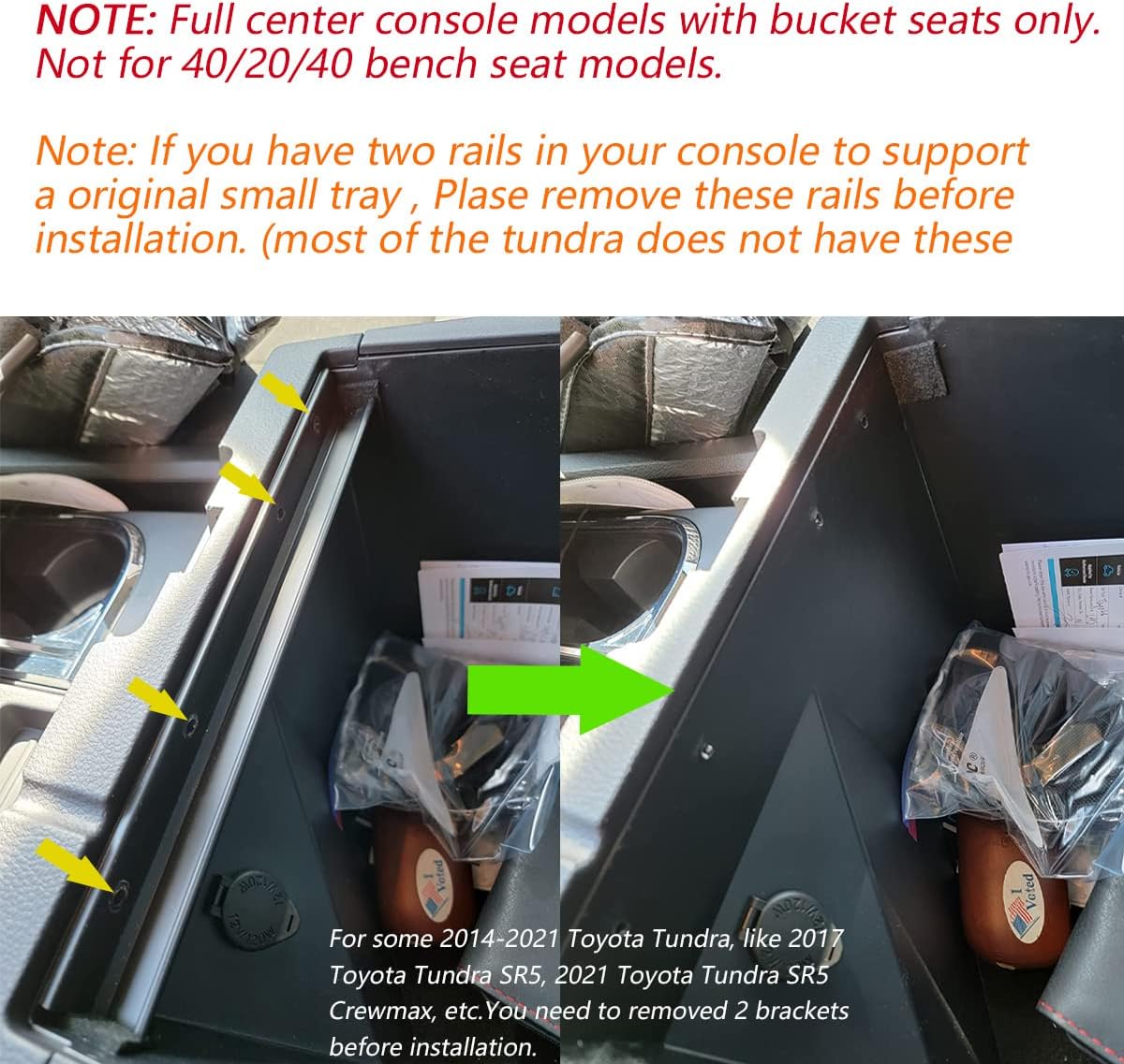 Center Console Organizer Tray for Toyota Tundra 2014-2021 Accessories