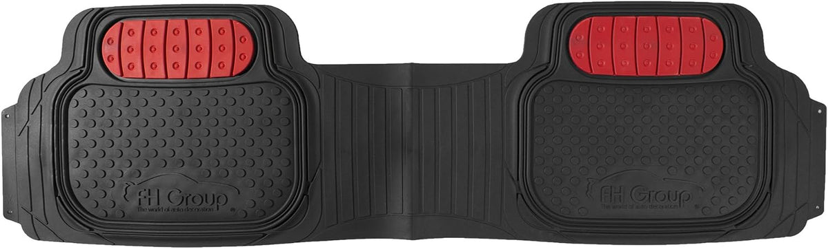 FH Group Car Floor Mats - Heavy-Duty Rubber Floor Mats for Cars, Universal Fit Full Set, Trimmable Automotive Floor Mats, Climaproof Floor Mats for Most Sedan, SUV, Truck Floor Mats Red