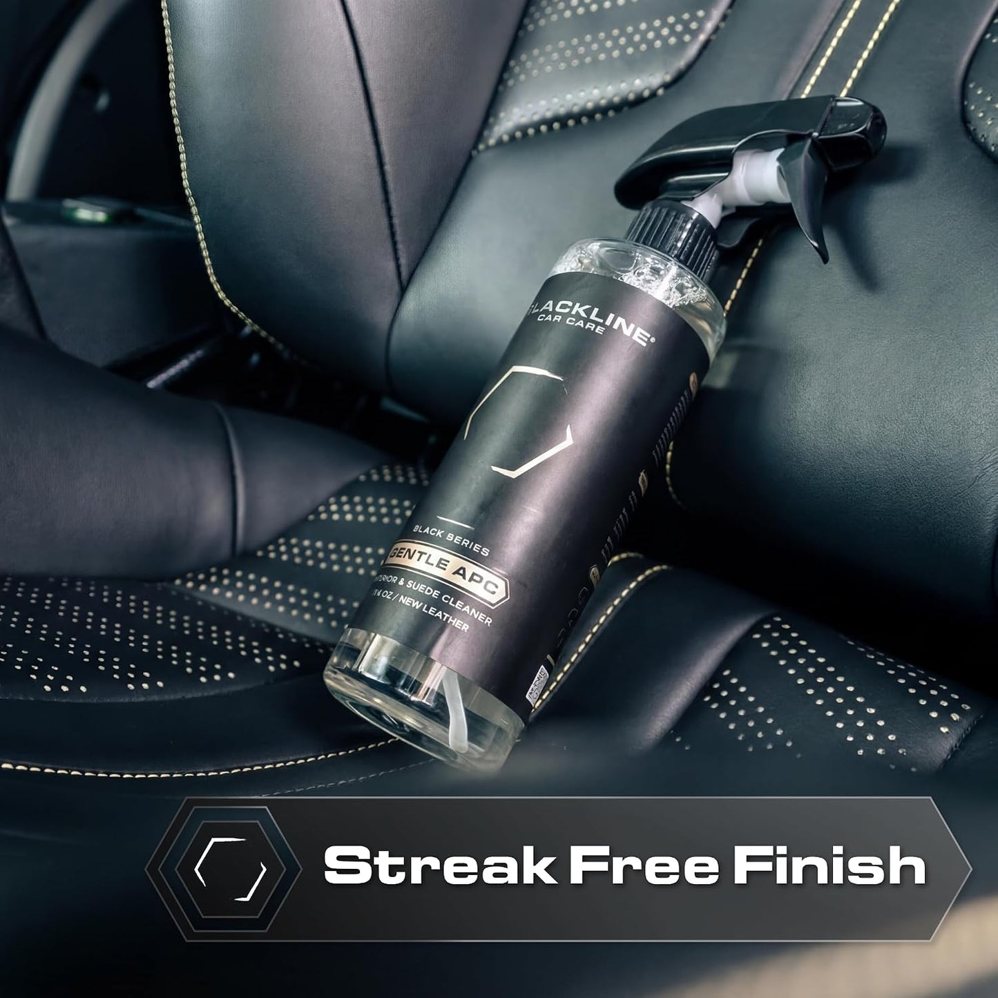 Blackline Car Care - Gentle APC - Streak free total Interior Cleaner and Protectant, Safe for Cars, Motorcycles & More. 16 fl oz leather upholstery cleaner - interior car fabric cleaner, GTL001