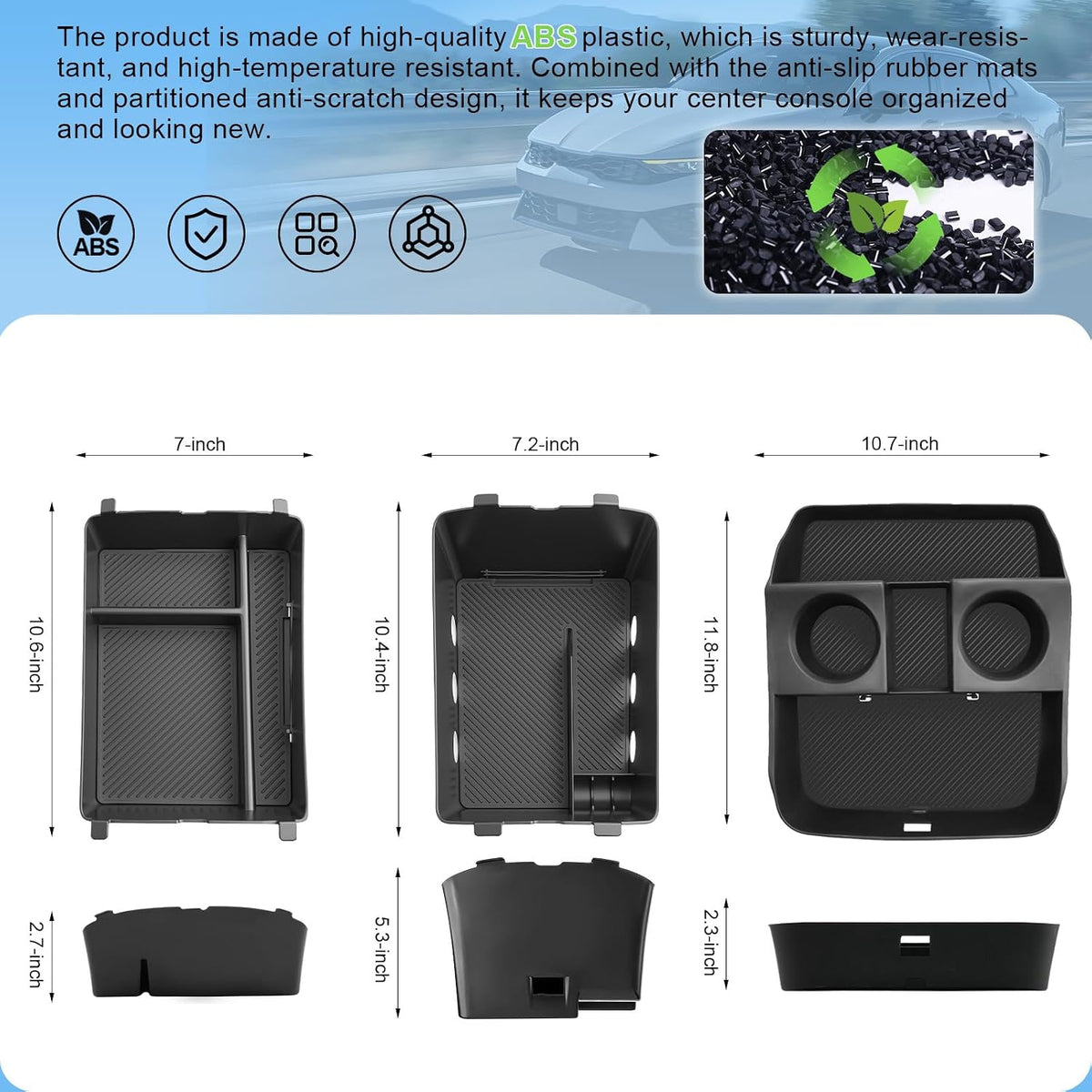 (3Pack) 2026 2027 Palisade Calligraphy Center Console Organizer, for Hyundai Palisade (Only fit Dual-Opening Console Cover), Durable &Anti-slip Console Tray Insert 2026 Palisade Accessories