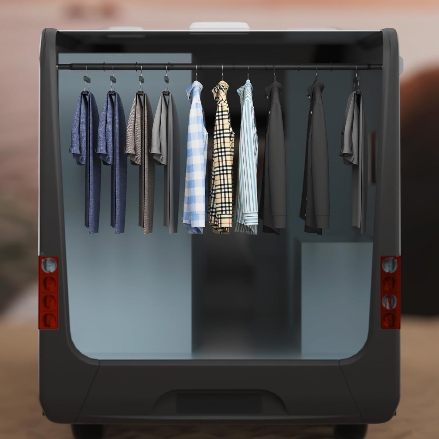 Heavy Duty Car Clothes Hanger Bar 30-64 Inches - Wrinkle Free Telescopic Clothes Rack for Vehicles, SUV, Truck
