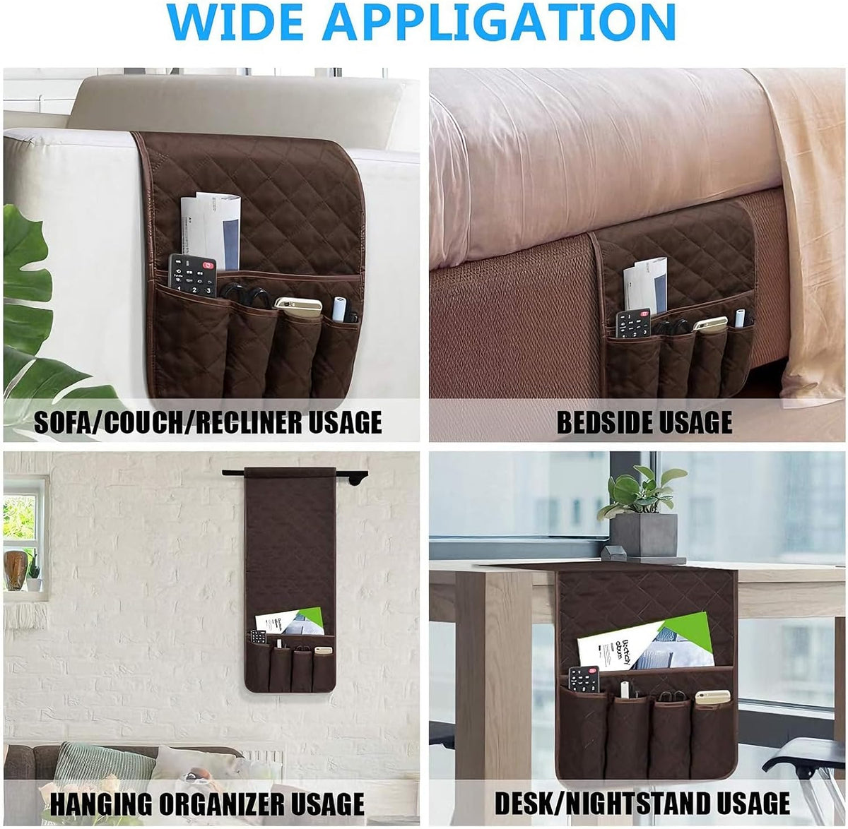 Armchair Caddy for Recliner, Non Slip Sofa Arm Organizer, Coffee