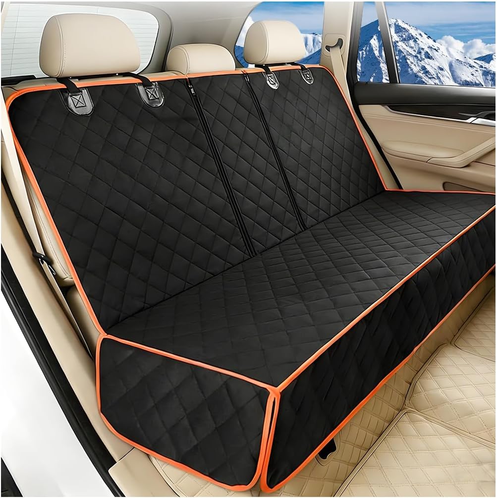 Dog Car Back Seat Cover, Waterproof Scratch-Resistant 600D Heavy Duty Vehicle Pet Bench Seat Protector, Non Slip Automotive Interior Backseat Cushions, Universal for SUV Sedan Truck (Black)