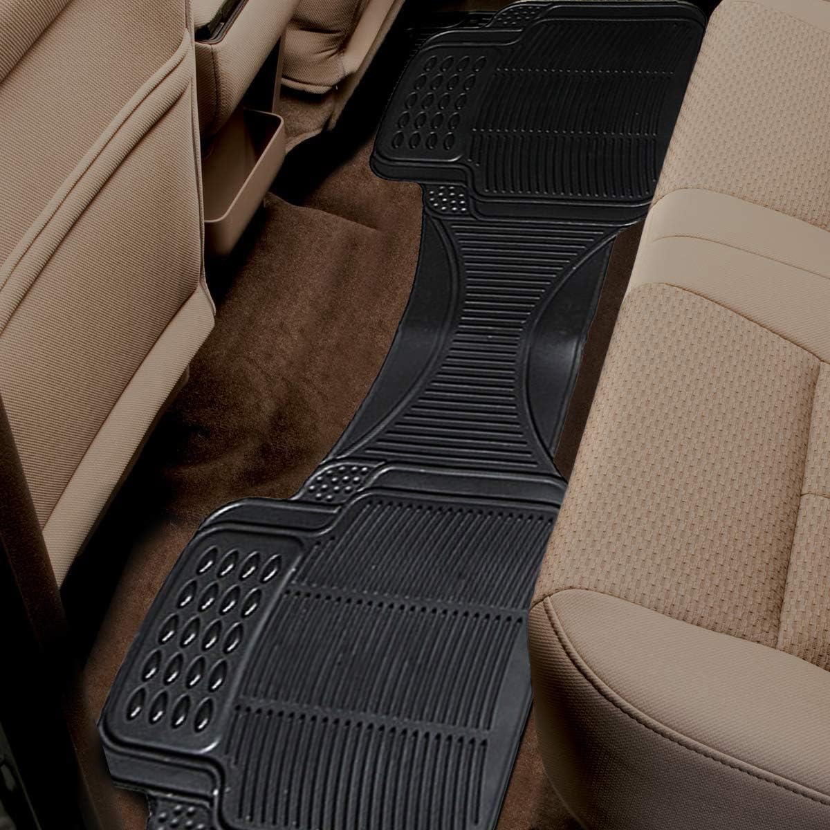 Vaygway Car Floor Mat Runner - Rubber Rear Floor Mat Liner - Black Back Seat Liner - Auto Trimmable Universal Fit Rug for Vehicle