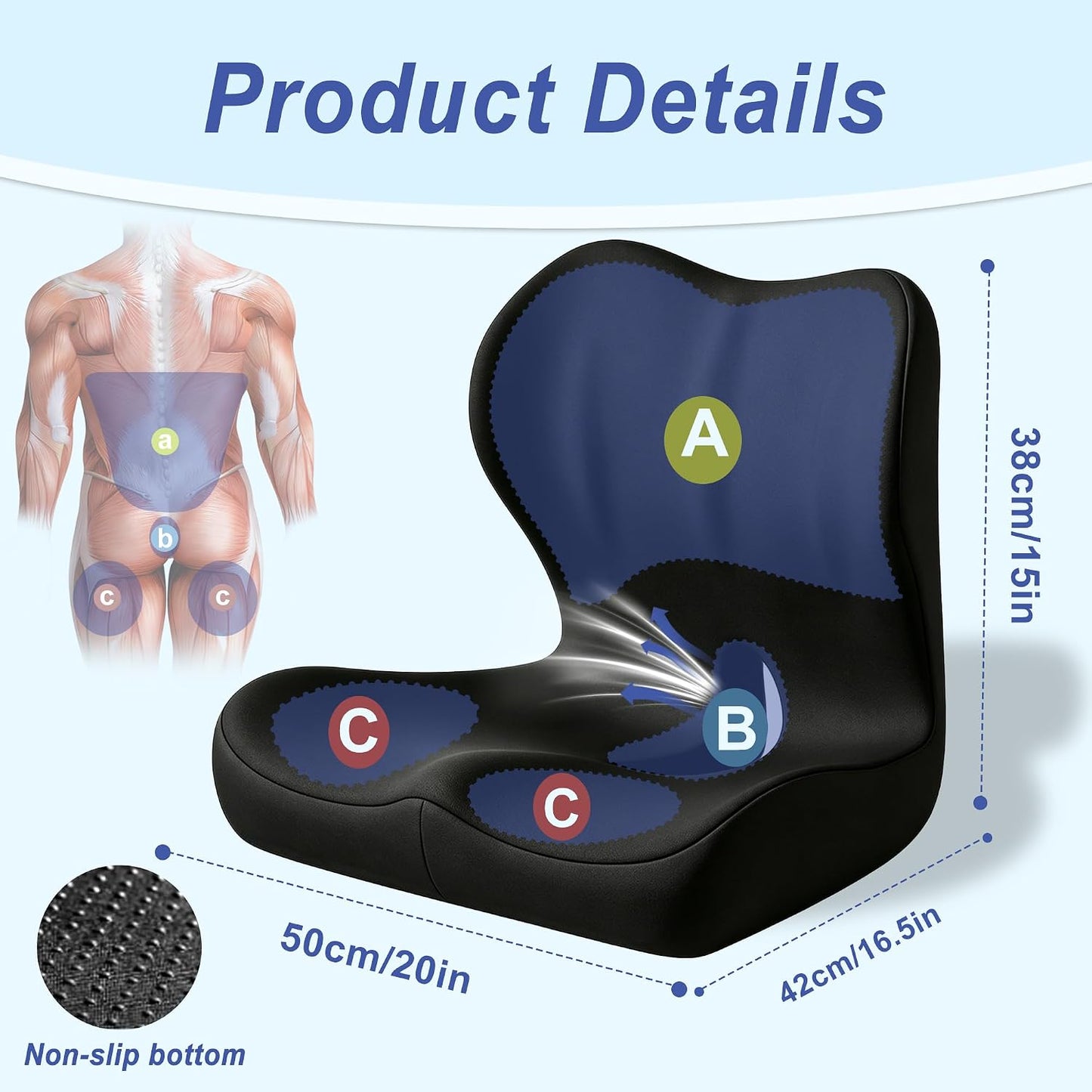 Seat Cushion for Office Chair and Car, Ergonomic Memory Foam Seat Cushion with Lumbar Support Pillow, Orthopedic Cushion for Sciatica & Back Pain, Black