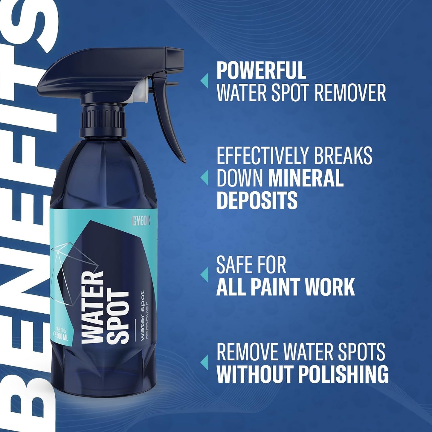 GYEON Water Spot Remover for Paint Safe Use on Ceramic Coating Hard Water Stain Cleaner Mineral Deposit Dissolver Auto Detailing Chemical Protects Finish Enhances Gloss Easy Panel by Panel Application